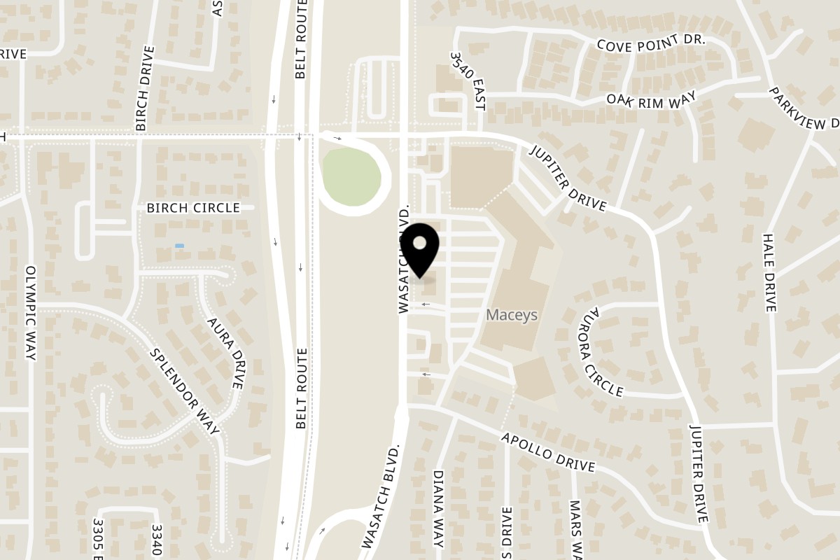 Map showing the location of Rawtopia Living Cuisine and Beyond on 3961 Wasatch Blvd in Salt Lake City
